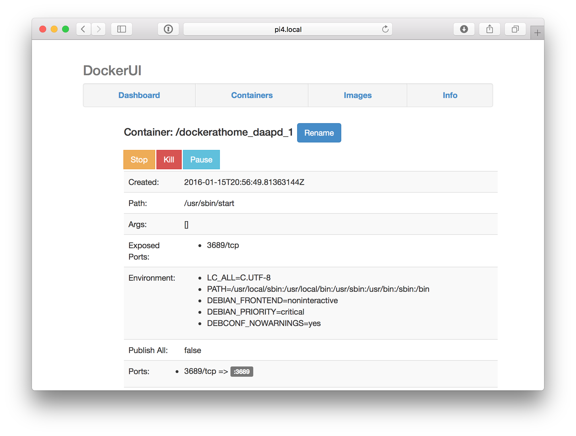 DockerUI Container