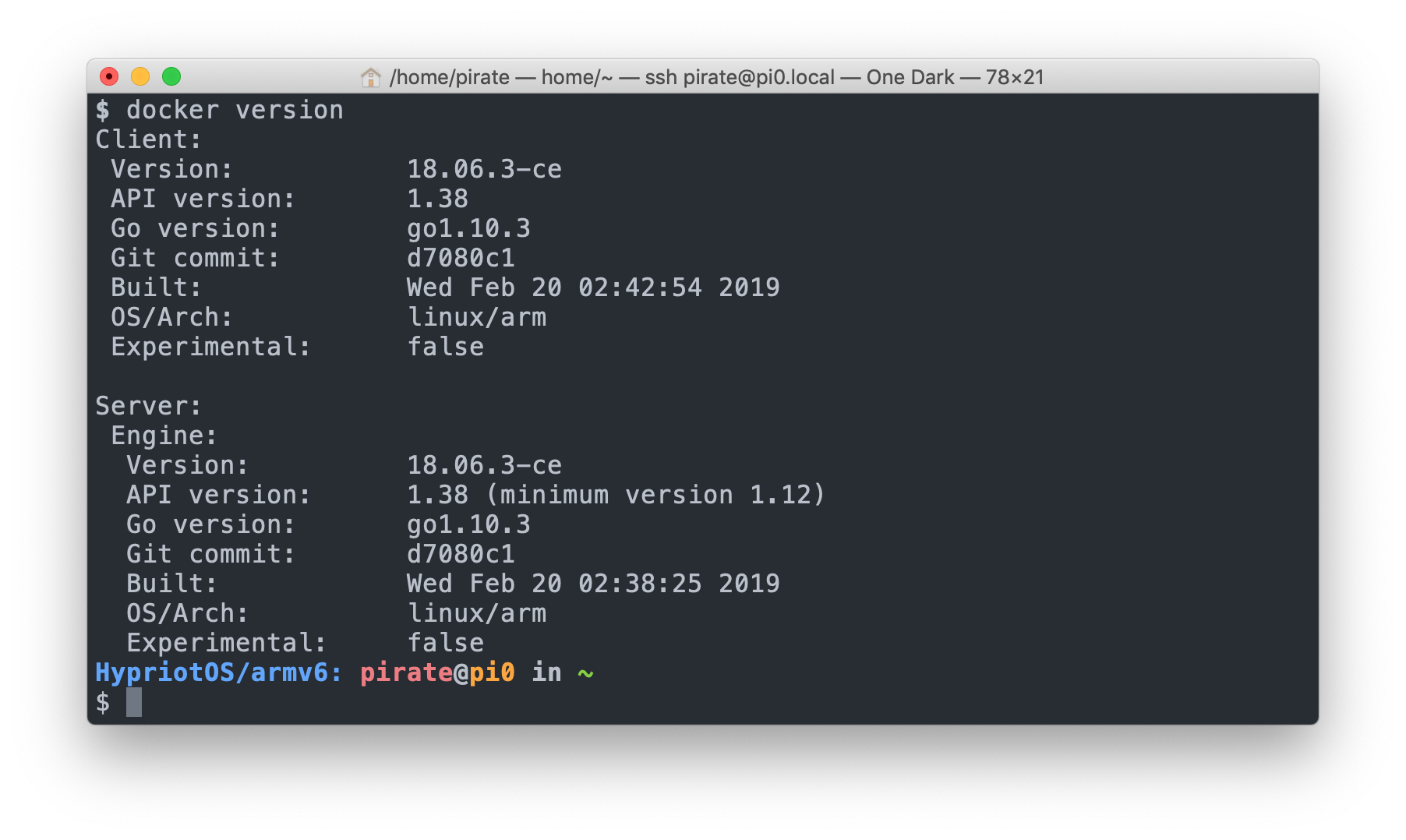 Raspberry Pi Zero with Docker 18.06.3